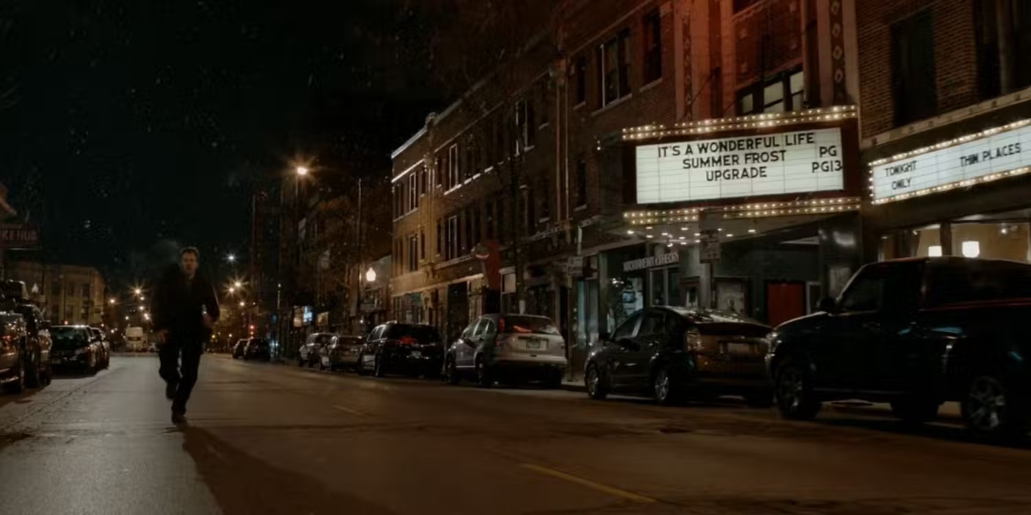 The theater marquee briefly displays 'Summer Frost' and 'Upgrade'.