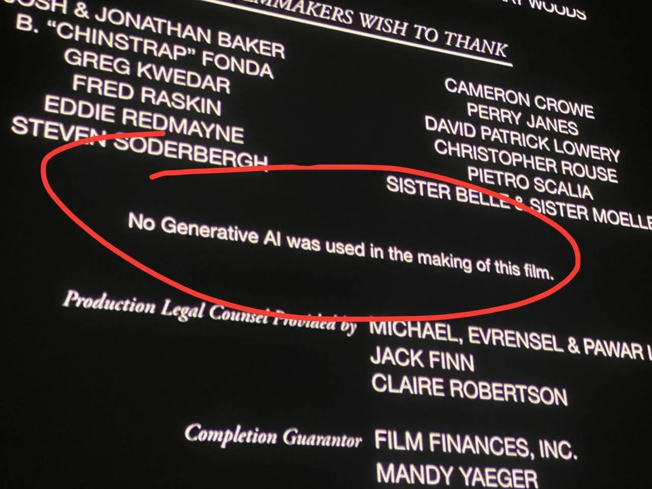 Sharp-eyed viewers noticed this statement in the credits of 'Heretic.'