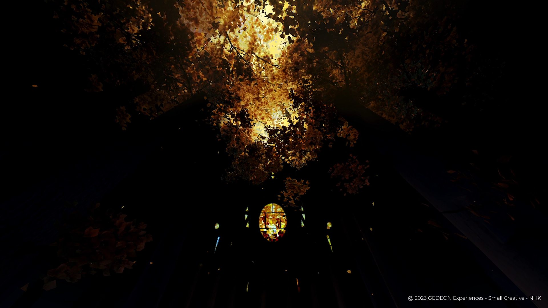 Gaudi, the Atelier of the Divine presents the dual space of forest and Sagrada Familia, remember to look up.